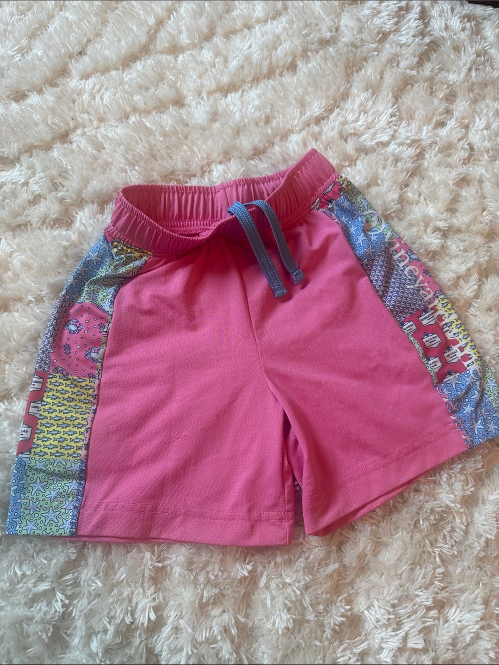 Boys Pink Active Shorts with Patterned Side Panels